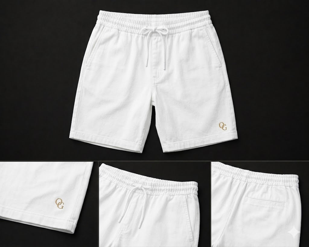 Bermuda de Linho Branca Old Gold – Linho Puro com Símbolo OG