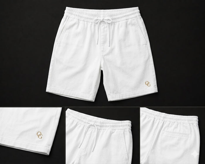 Bermuda de Linho Branca Old Gold – Linho Puro com Símbolo OG