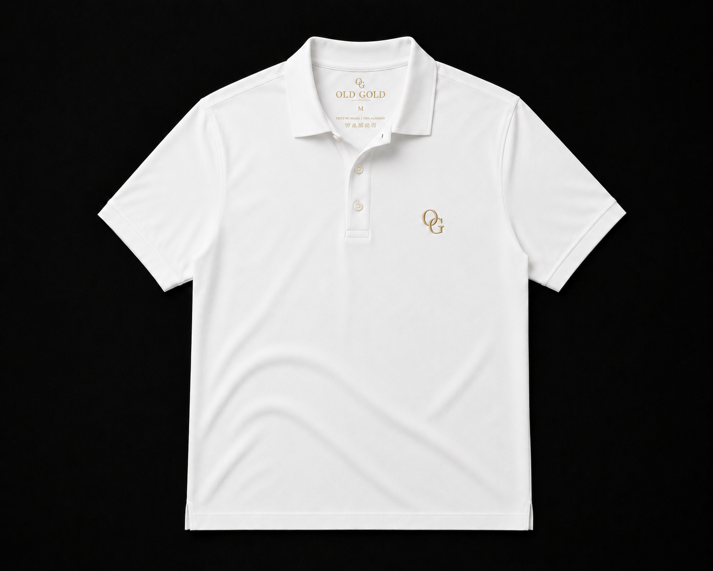 Camisa Polo Branca Old Gold – Piquet Premium com Monograma OG