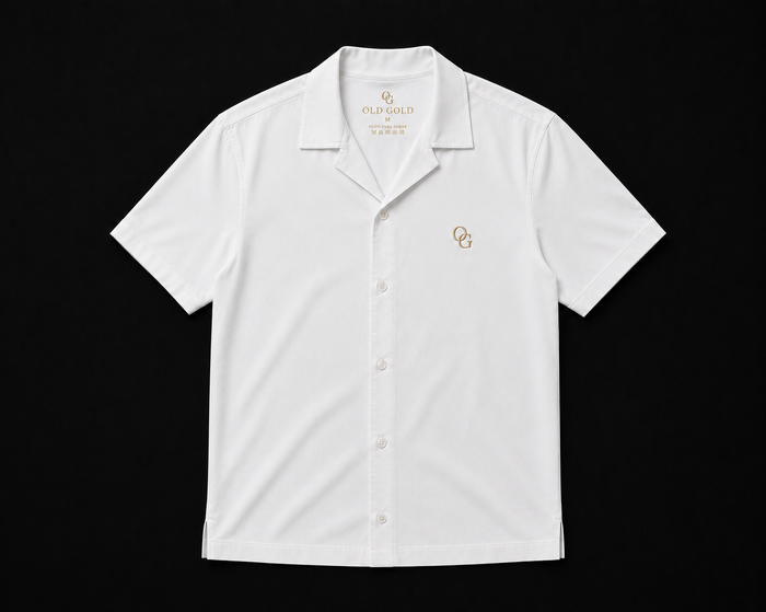 Camisa Social Manga Curta Branca Old Gold – Algodão com Símbolo OG