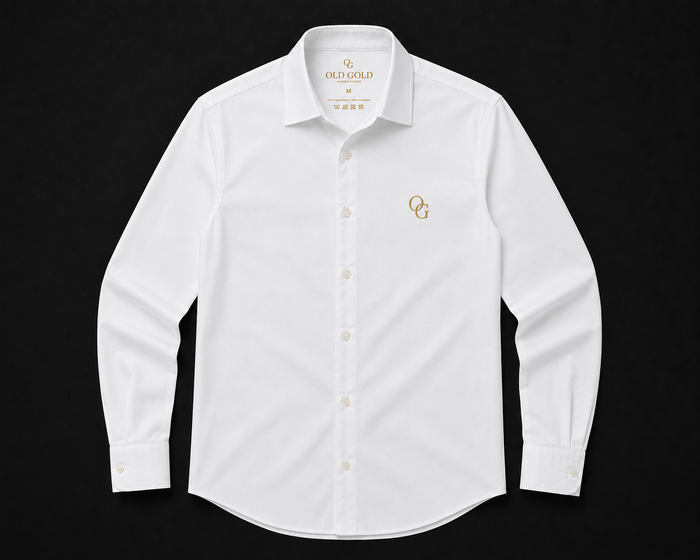 Camisa Social Manga Longa Branca Old Gold – Algodão com Símbolo OG
