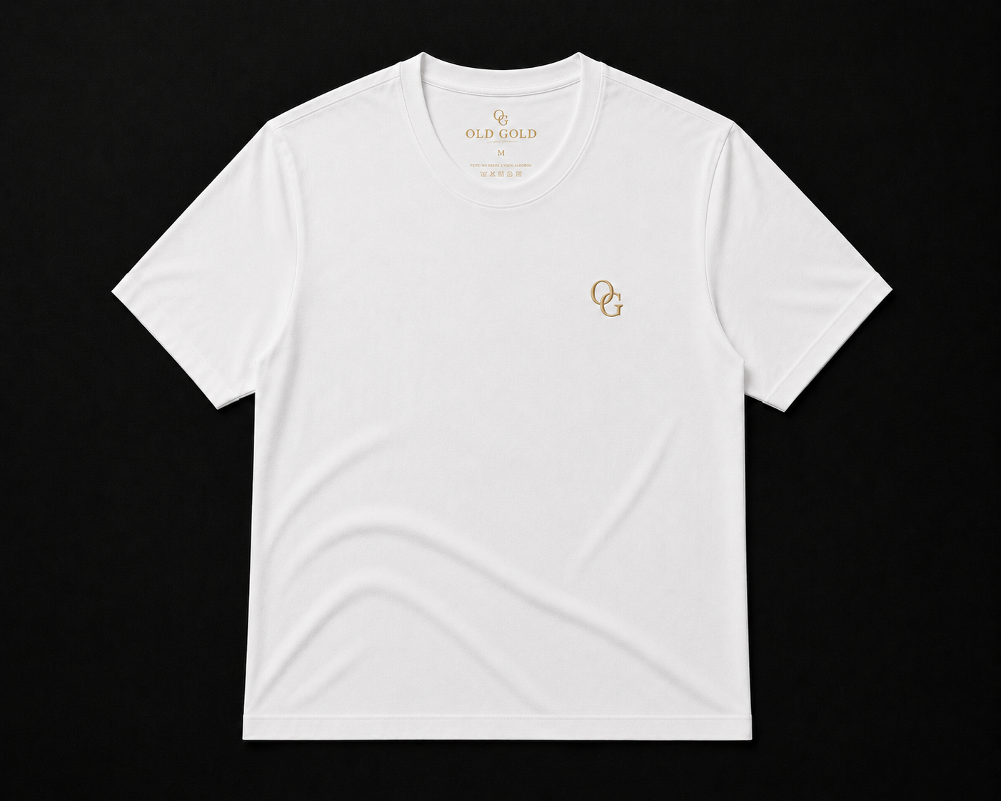 Camiseta Branca Old Gold – Algodão Premium com Monograma OG